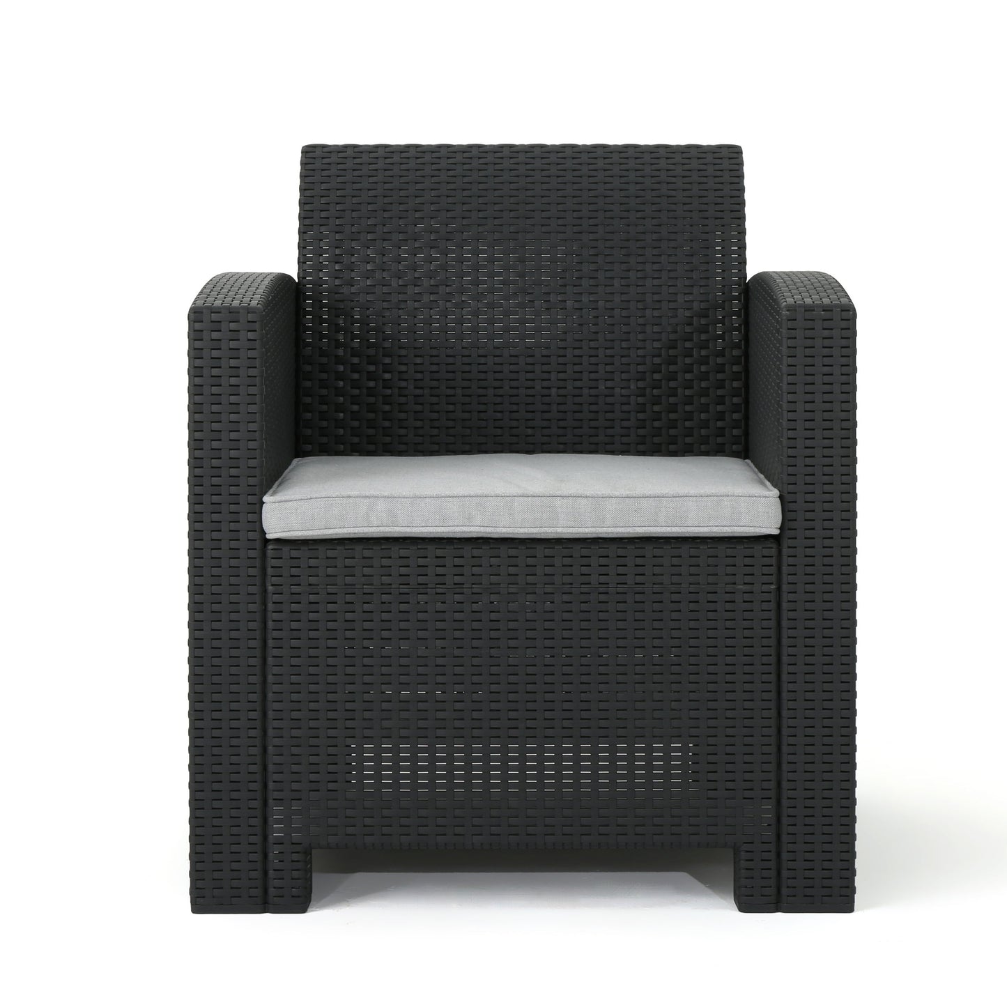 Velvora - Outdoor Wicker Set With 3 Seater Sofa, 2 Club Chairs, Coffee Table And Cushions - Brown