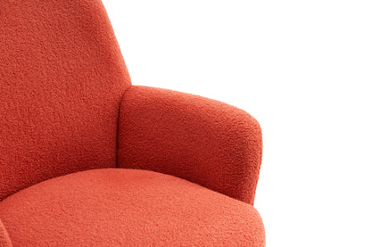 Teddy Swivel Barrel Chair, Swivel Accent Chairs Armchair For Living Room, Reading Chairs For Bedroom Comfy, Round Barrel Chairs With Gold Stainless Steel Base - Orange