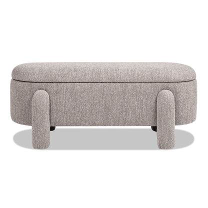 Hugo - Oval Fully Upholstered Storage Bench - Brown