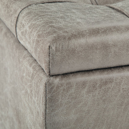 Harrison - Coffee Table Storage Ottoman - Distressed Gray Taupe