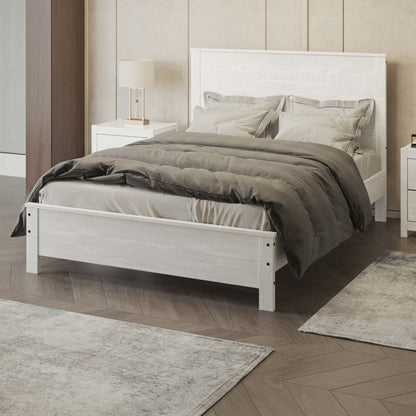 Albany - Queen Bed Frame With Headboard, Heavy Duty Modern Rustic Design - White