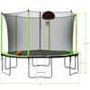 15Ft Trampoline With Basketball Hoop Inflator And Ladder (Inner Safety Enclosure) - Green