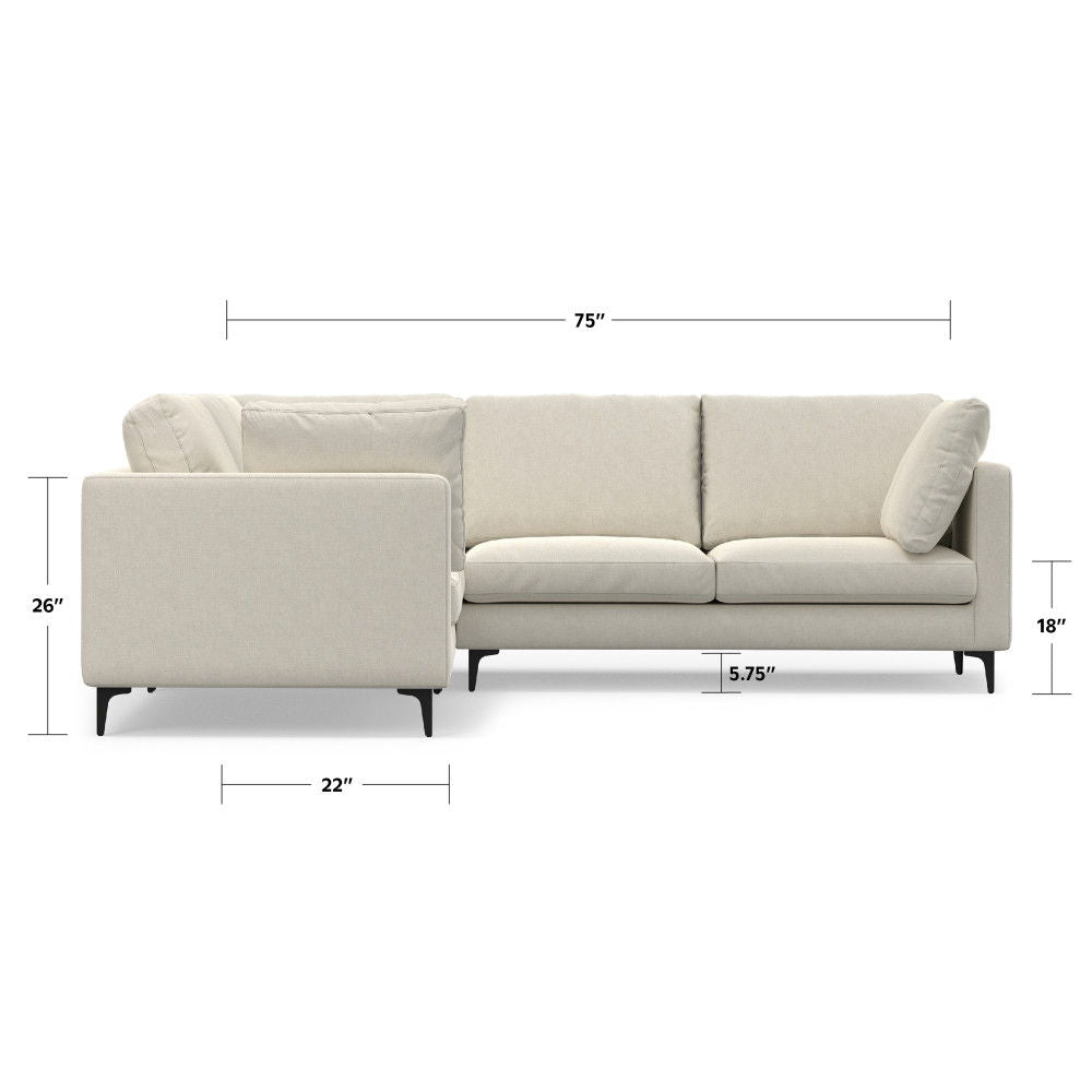 Ava - Mid Century Corner Sectional Sofa - Cream