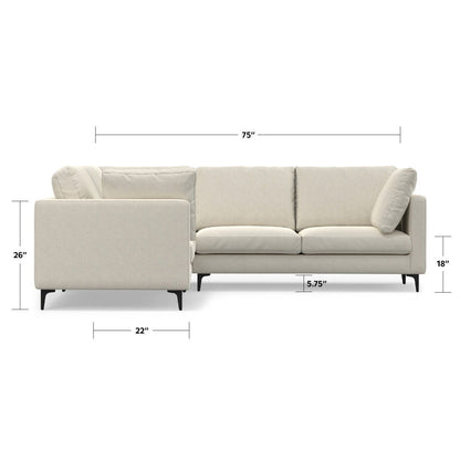 Ava - Mid Century Corner Sectional Sofa - Cream