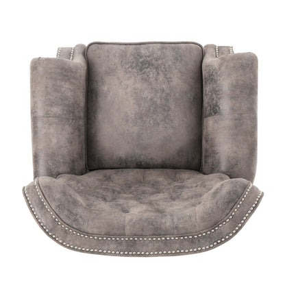 Accented Push Back Recliner Chair With Rolled Arms, Cocooning Comfort - Brown Gray