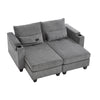 Convertible Chaise Lounge Loveseat Sofa Bed With USB Ports, Cup Holders, Phone Holder, Ample Storage - Gray