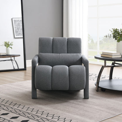 Modern Upholstered Accent Chair, Comfortable Linen Fabric With A Pillow For Living Room.Linen - Dark Gray