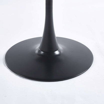 Tulip Table Mid-Century Dining Table For 2-4 People With Round MDF Table Top, Pedestal Dining Table, End Table Leisure Coffee Table - Walnut / Black