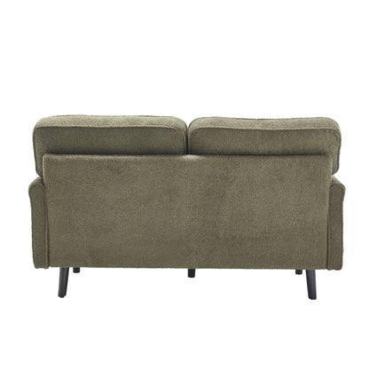 Mid Century Modern Loveseat Sofa With USB Ports, Removable Pillow Cover - Green