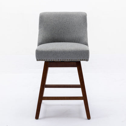 Counter Height Swivel Barstools, 26'' H Seat Height Upholstered Bar Stools (Set of 2), Fabric - Gray