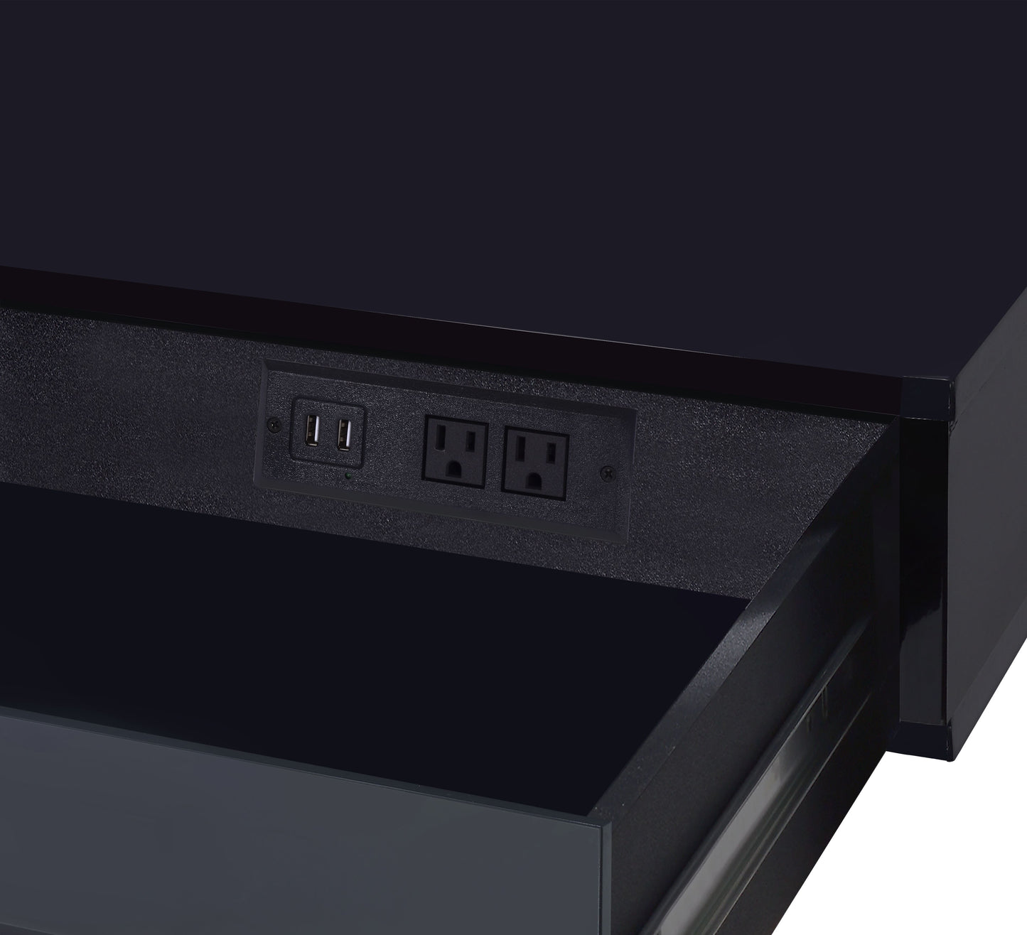 Coleen - High Gloss Writing Desk With USB - Black / Chrome