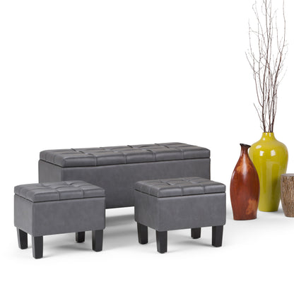 Dover - 3 Piece Storage Ottoman - Stone Gray