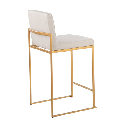 Fuji - Contemporary High Back Counter Stool (Set of 2) - Gold / Beige