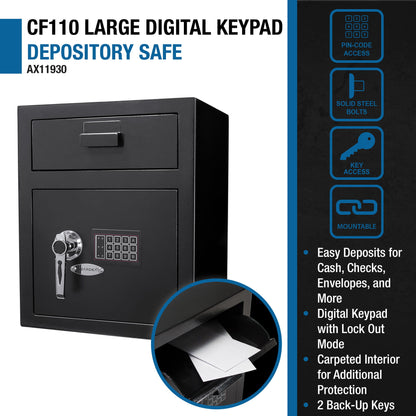 1 1 Cu Ft Keypad Depository Safe - Black