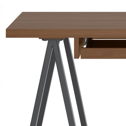 Sawhorse - Solid Walnut Veneer And Small Desk - Dark Brown