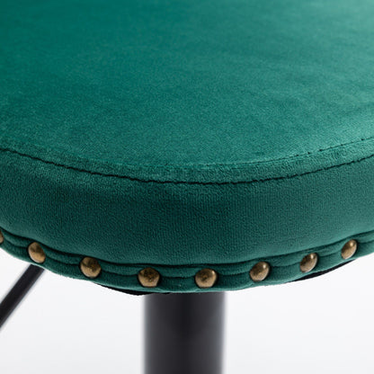 Swivel Velvet Barstools Adjusatble Seat Height, Modern Upholstered Bar Stools With Backs Comfortable Tufted For Home Pub And Kitchen Island (Set of 2) - Green