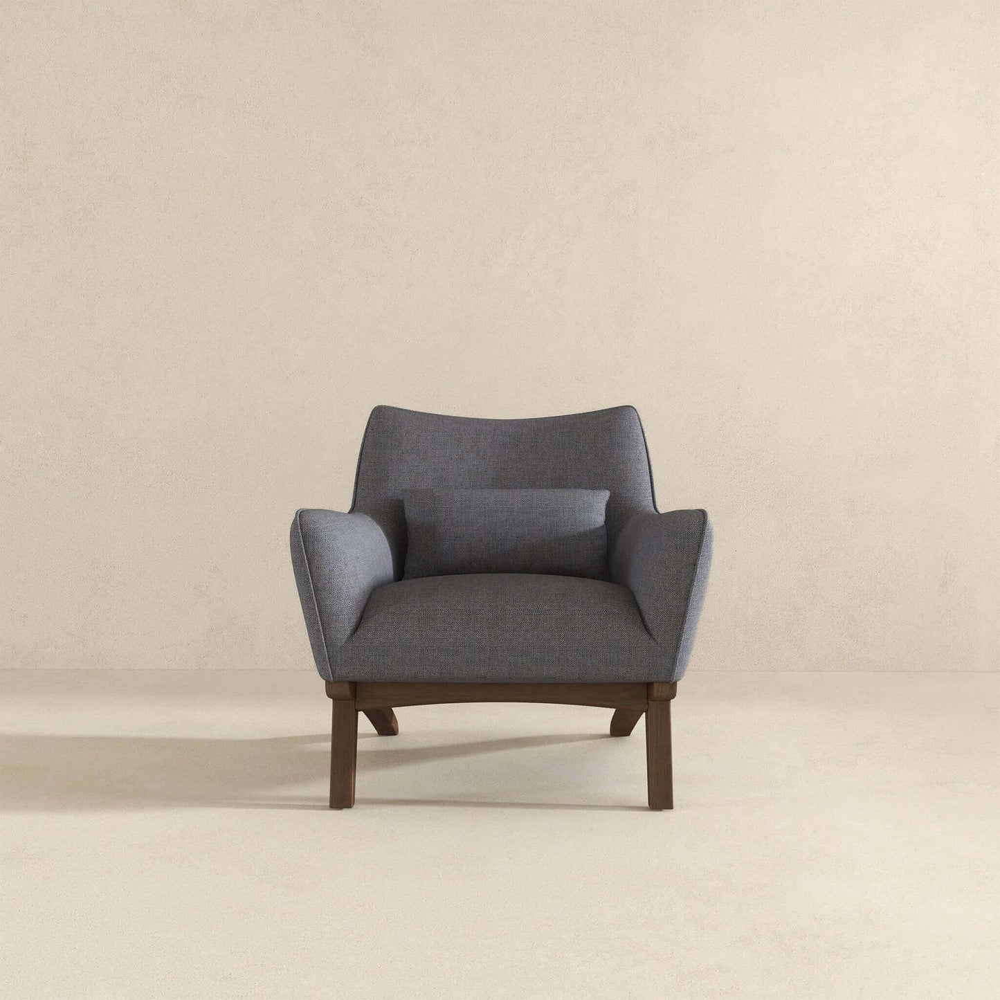 Brayden - Mid-Century Modern Side Linen Armchair - Gray / Wood