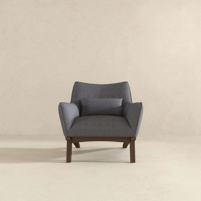 Brayden - Mid-Century Modern Side Linen Armchair - Gray / Wood