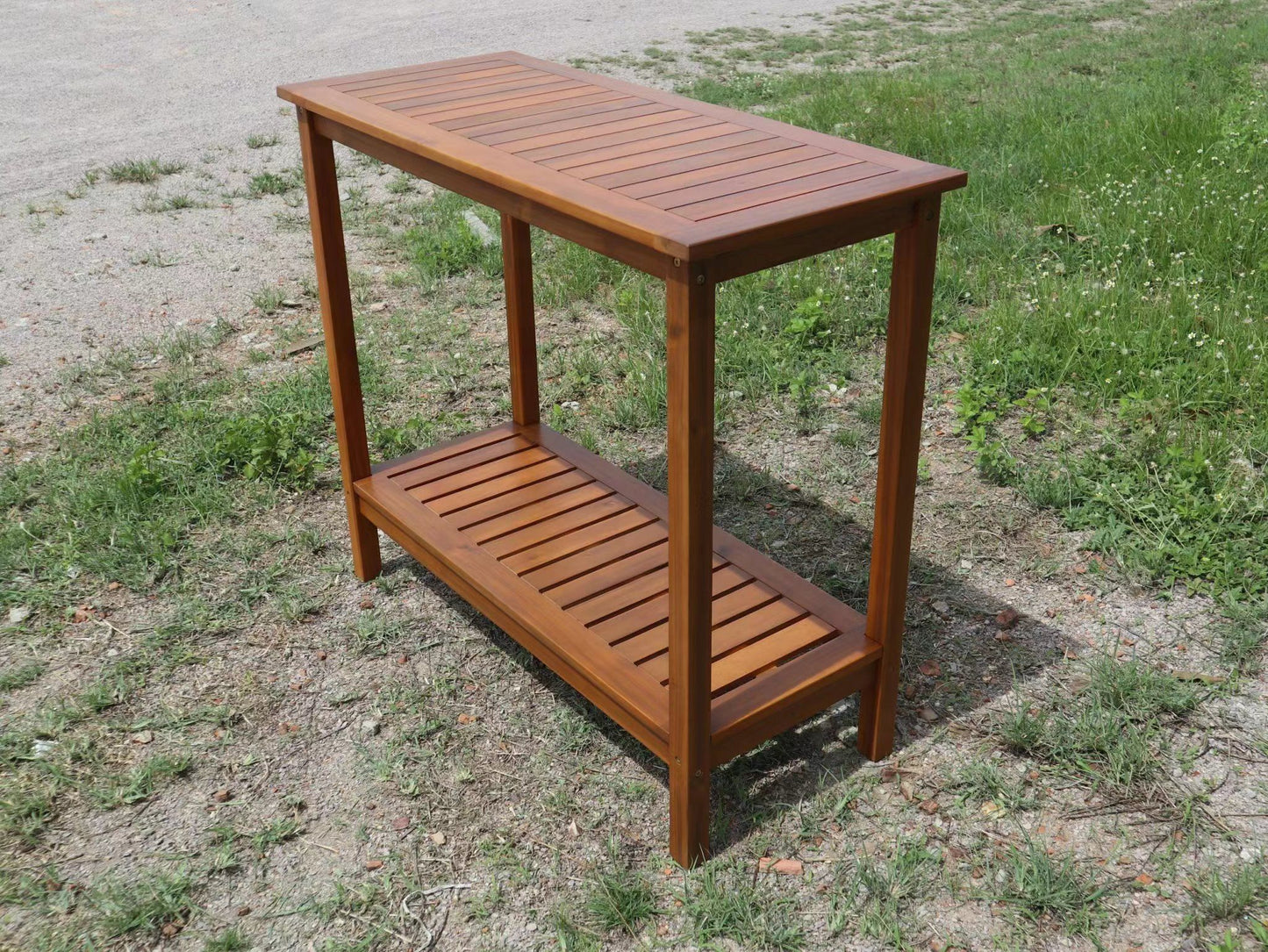 Workstation For Garden Balcony Garage, Acacia Console Potting Table - Light Brown