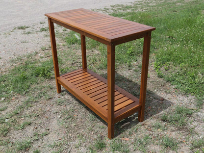 Workstation For Garden Balcony Garage, Acacia Console Potting Table - Light Brown