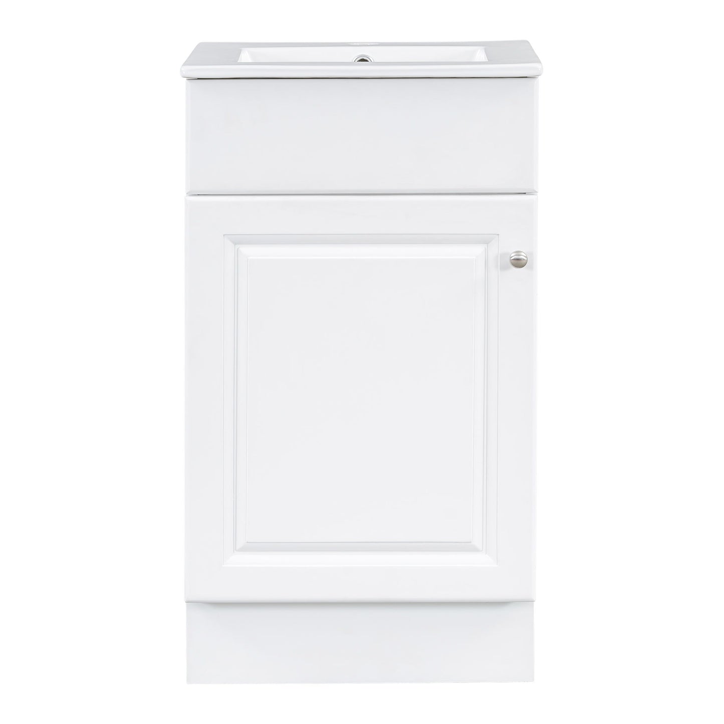 18" Bathroom Vanity With Sink, & Ceramic, Adjustable Shelf - White