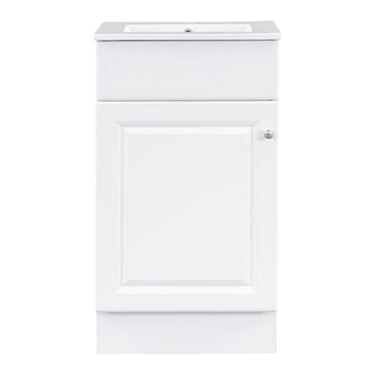 18" Bathroom Vanity With Sink, & Ceramic, Adjustable Shelf - White