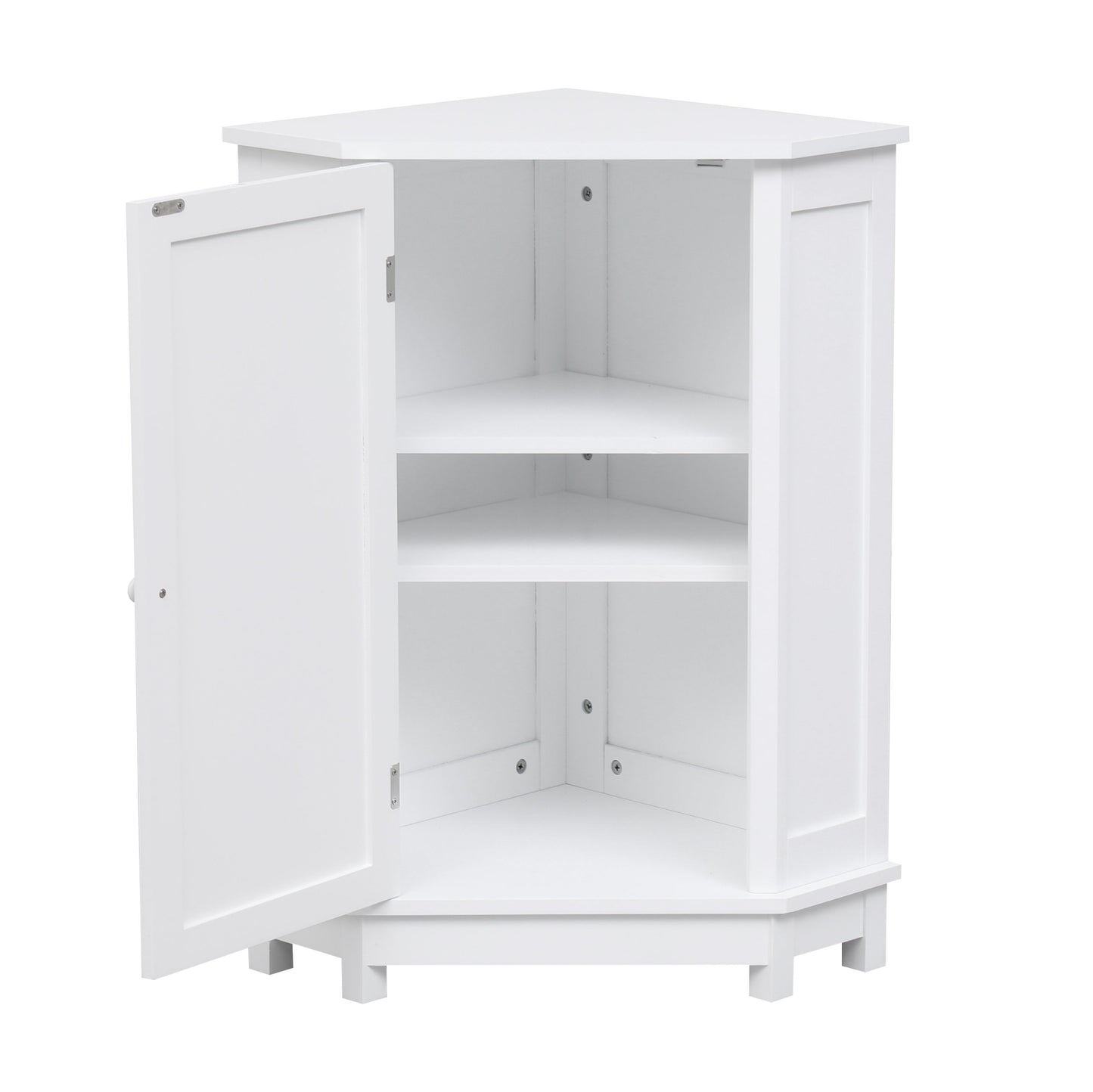 Bathroom Cabinet Triangle Corner Storage Cabinet With Adjustable Shelf Modern Style - White