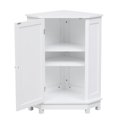 Bathroom Cabinet Triangle Corner Storage Cabinet With Adjustable Shelf Modern Style - White