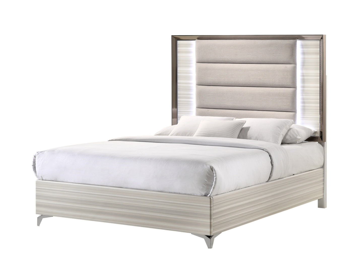 Star - Queen Bed With LED - White