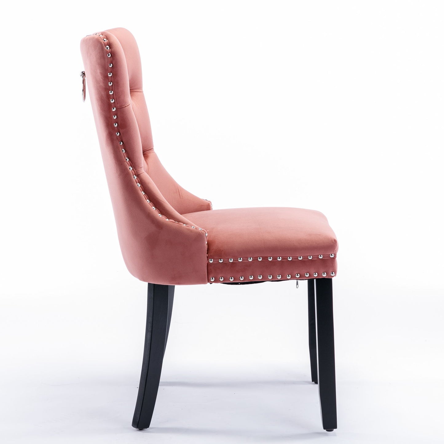 Nikki - Modern, High-End Tufted Solid Wood Contemporary Velvet Upholstered Dining Chair With Wood Legs Nailhead Trim (Set of 2) - Pink