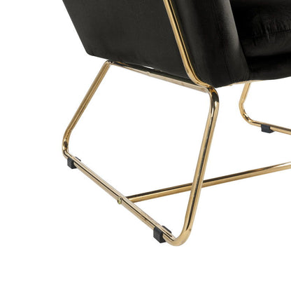 Keira - Velvet Accent Chair With Metal Base - Black