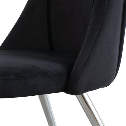 Modern Velvet Dining Chair With Chrome Metal Legs For Home And Office (Set of 4) - Black