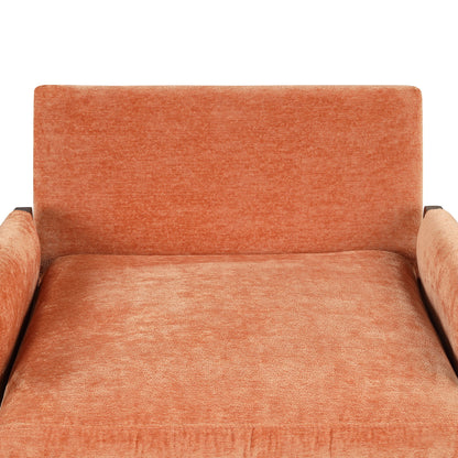 Mid-Century Modern Velvet Accent Chair, Leisure Chair With Solid Wood And Thick Seat Cushion For Living Room, Bedroom, Studio - Orange