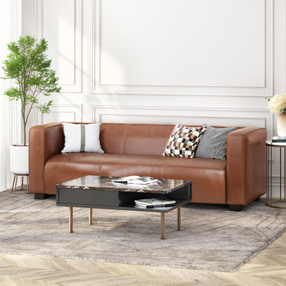 Contemporary 3 Seater Sofa With Tuxedo Design - Light Brown