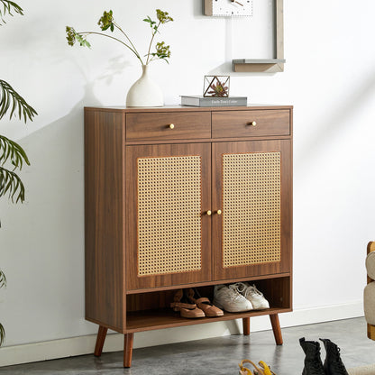 Multi Functional Modern Minimalist Shoe Cabinet Perfectly Blends Into Nordic, Japanese, And Industrial Style Homes - Walnut