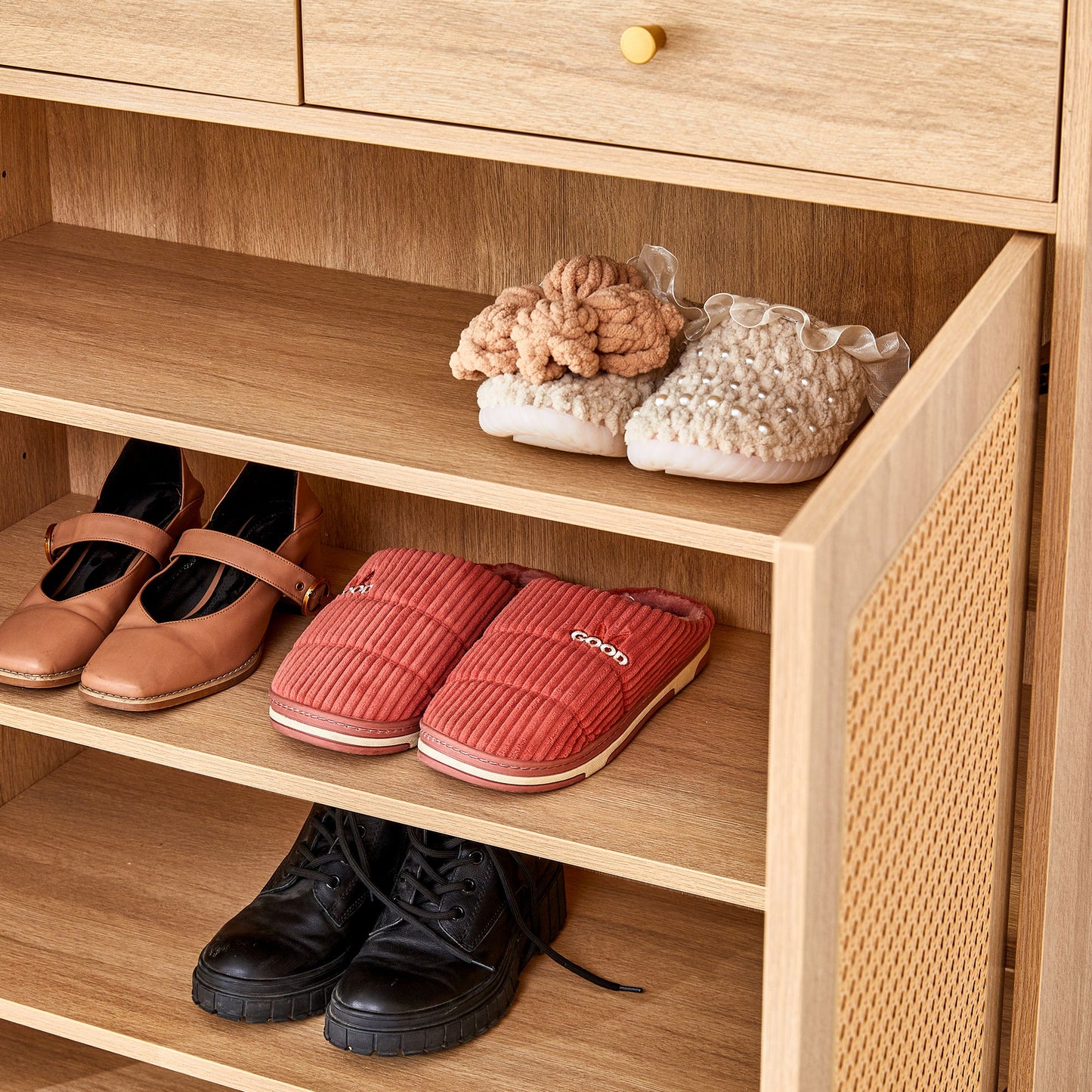 Multi Functional Modern Minimalist Shoe Cabinet Seamlessly Fits Into Nordic, Japanese, And Industrial Style Interiors - Natural Wood