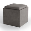 Rockwood - Cube Storage Ottoman With Tray - Distressed Slate Gray