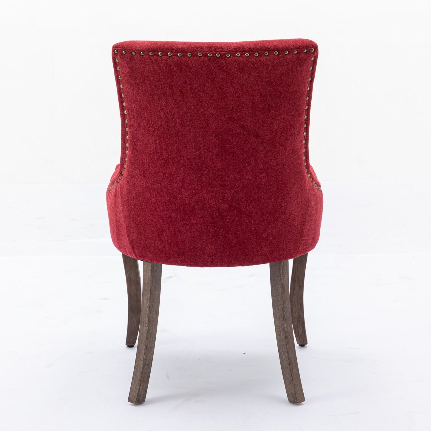 Ultra Side Dining Chair, Thickened Fabric Chairs With Neutrally Toned Solid Wood Legs, Bronze Nail Head (Set of 2) - Wine Red / Burgundy