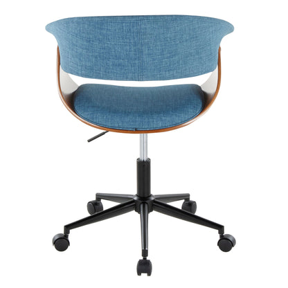 Vintage Mod - Mid-Century Modern Office Chair - Black / Walnut / Blue