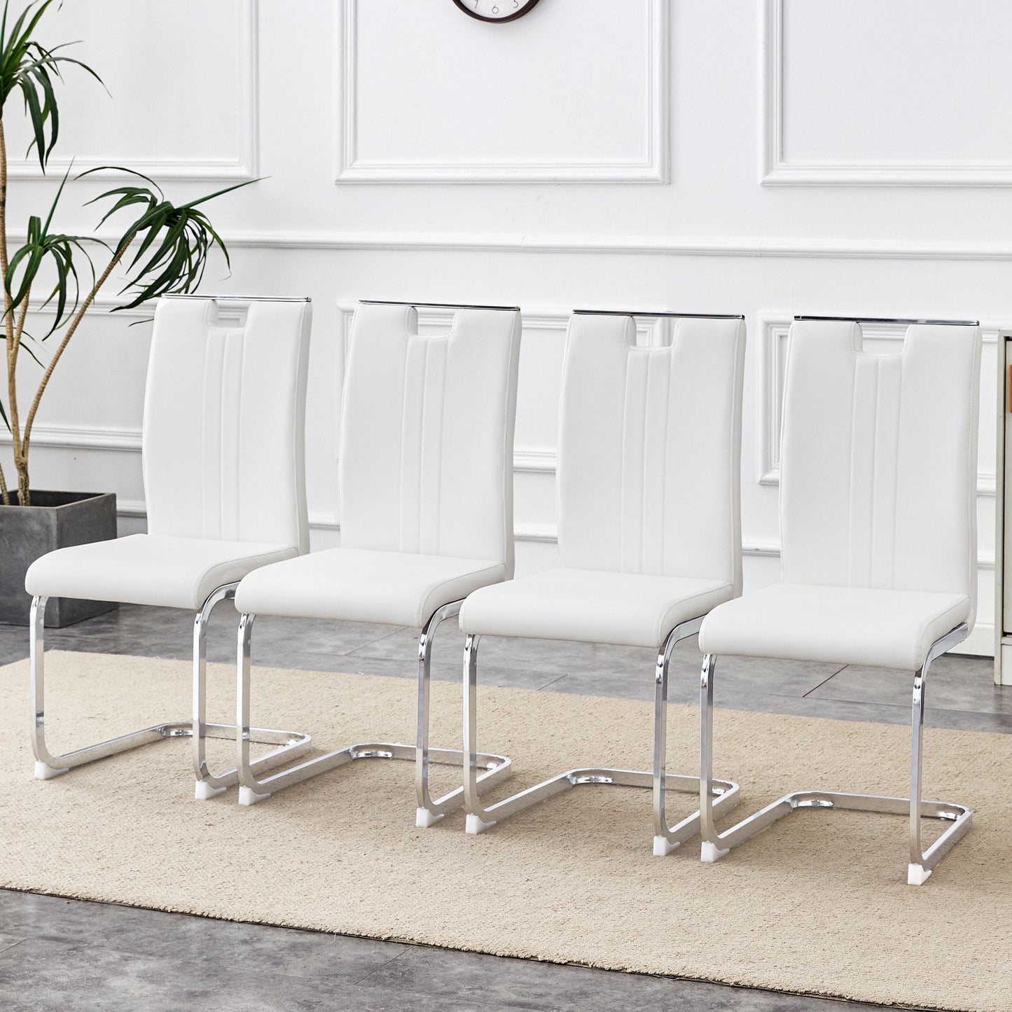(Set of 4) Material Bow Shaped Chairs Adding Fashion To Minimalist And Contemporary Home Styles - White