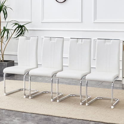 (Set of 4) Material Bow Shaped Chairs Adding Fashion To Minimalist And Contemporary Home Styles - White