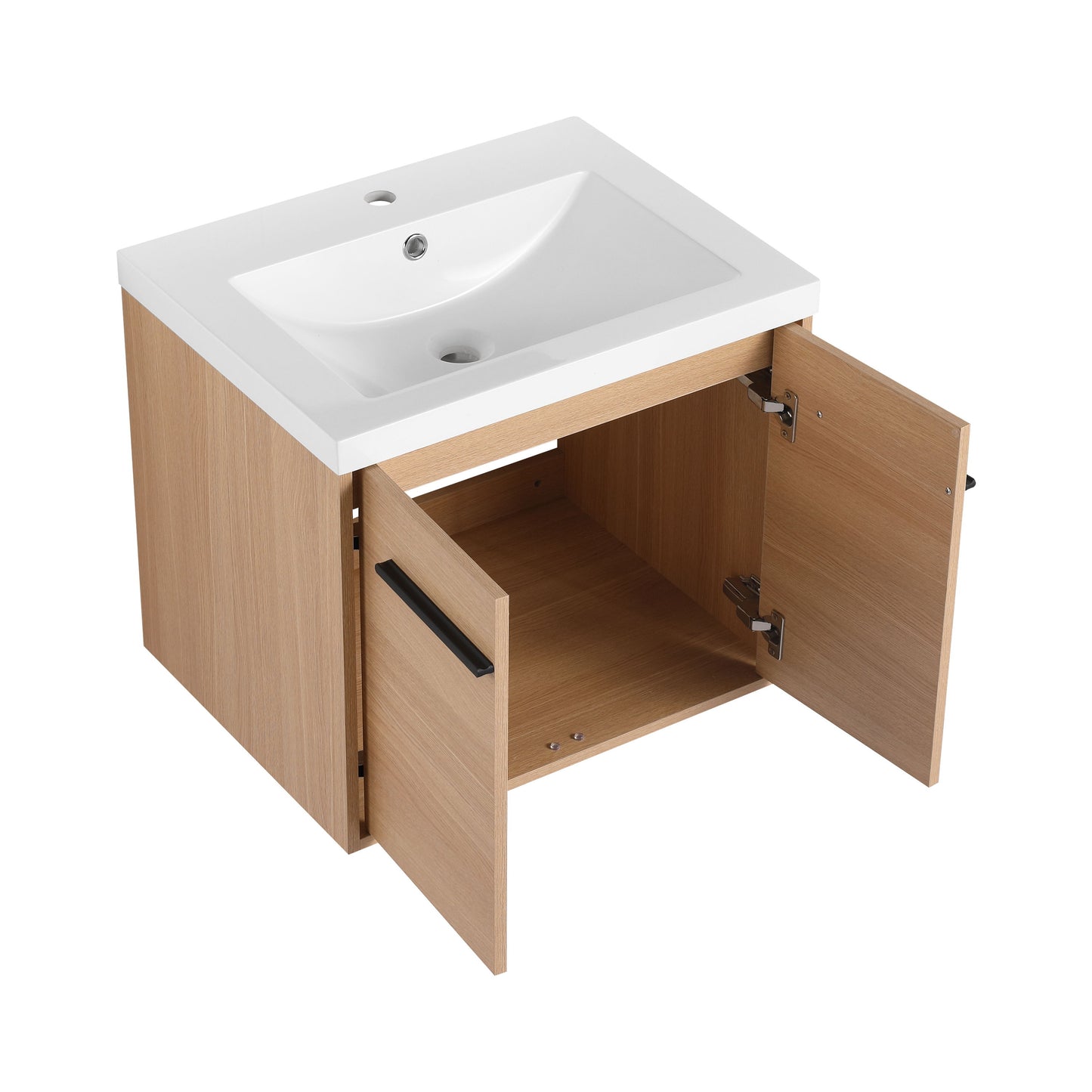 Bathroom Vanity Set With Resin Countertop Sink, 2 Doors - Oak