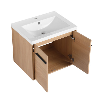 Bathroom Vanity Set With Resin Countertop Sink, 2 Doors - Oak