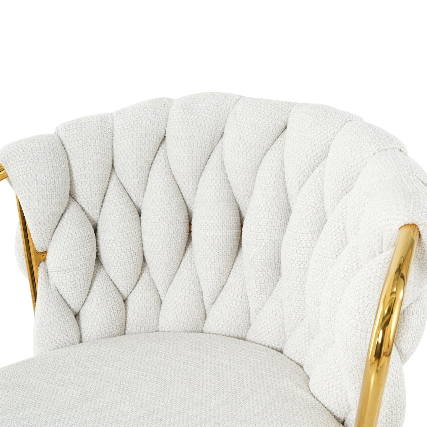 Modern Design High Stool With Gold Plated Legs Linen Bar Chair For Kitchen Dining And Cafe (Set of 2) - White