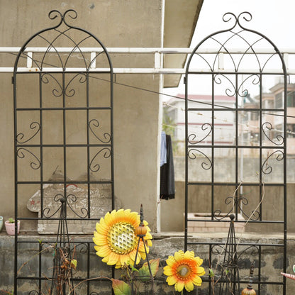 2 Pack Metal Garden Rustproof Trellis For Climbing Plants Outdoor Flower Support - Black