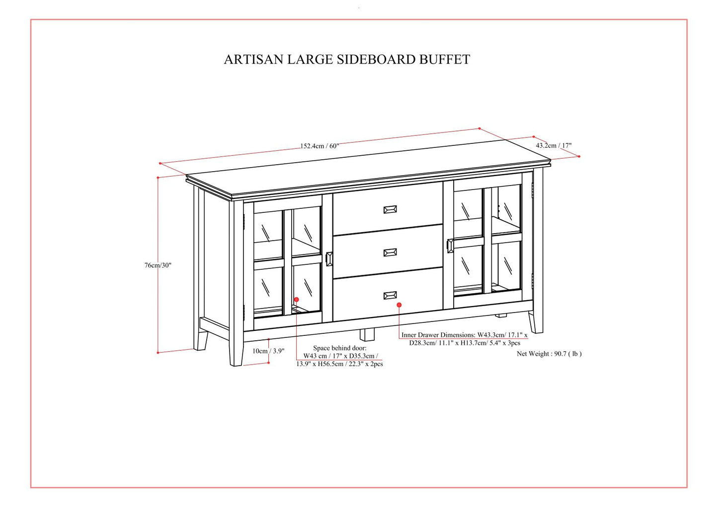 Artisan - Large Sideboard Buffet - Russet Brown