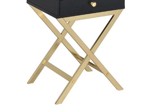 Coleen - Accent Table - Black / Brass
