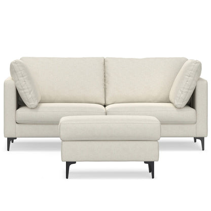 Ava - Mid Century Sofa With Ottoman Set, Upholstered - Cream