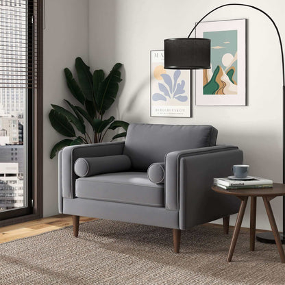 Amber - Velvet Lounge Chair - Brown / Gray