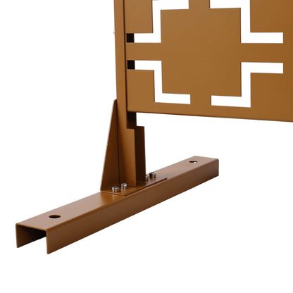 Outdoor & Indoor Freestanding Decorative Privacy Screen For Deck Balcony Patio, Metal Privacy Screen - Brown